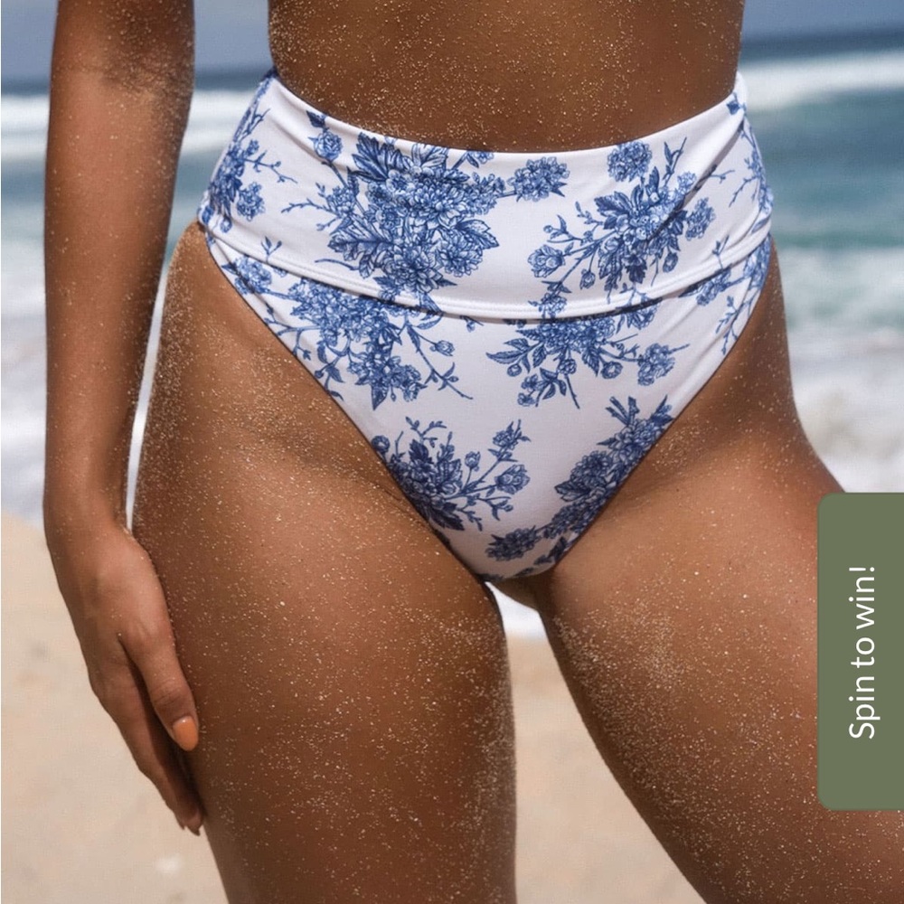 Floral Blue and White Bikini